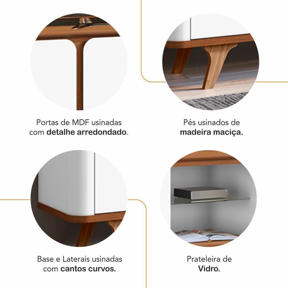 Rack Bancada Com Painel Suspenso Roma 217cm Cedro-branco Para Tv Até 60? - Casa D Cedro-branco - 5