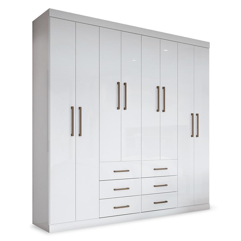 Guarda Roupa Casal Liverpool 8.6 8 Portas 6 Gavetas Branco - Santos Andirá Branco - 1