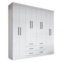 Guarda Roupa Casal Liverpool 8.6 8 Portas 6 Gavetas Branco - Santos Andirá Branco - 1