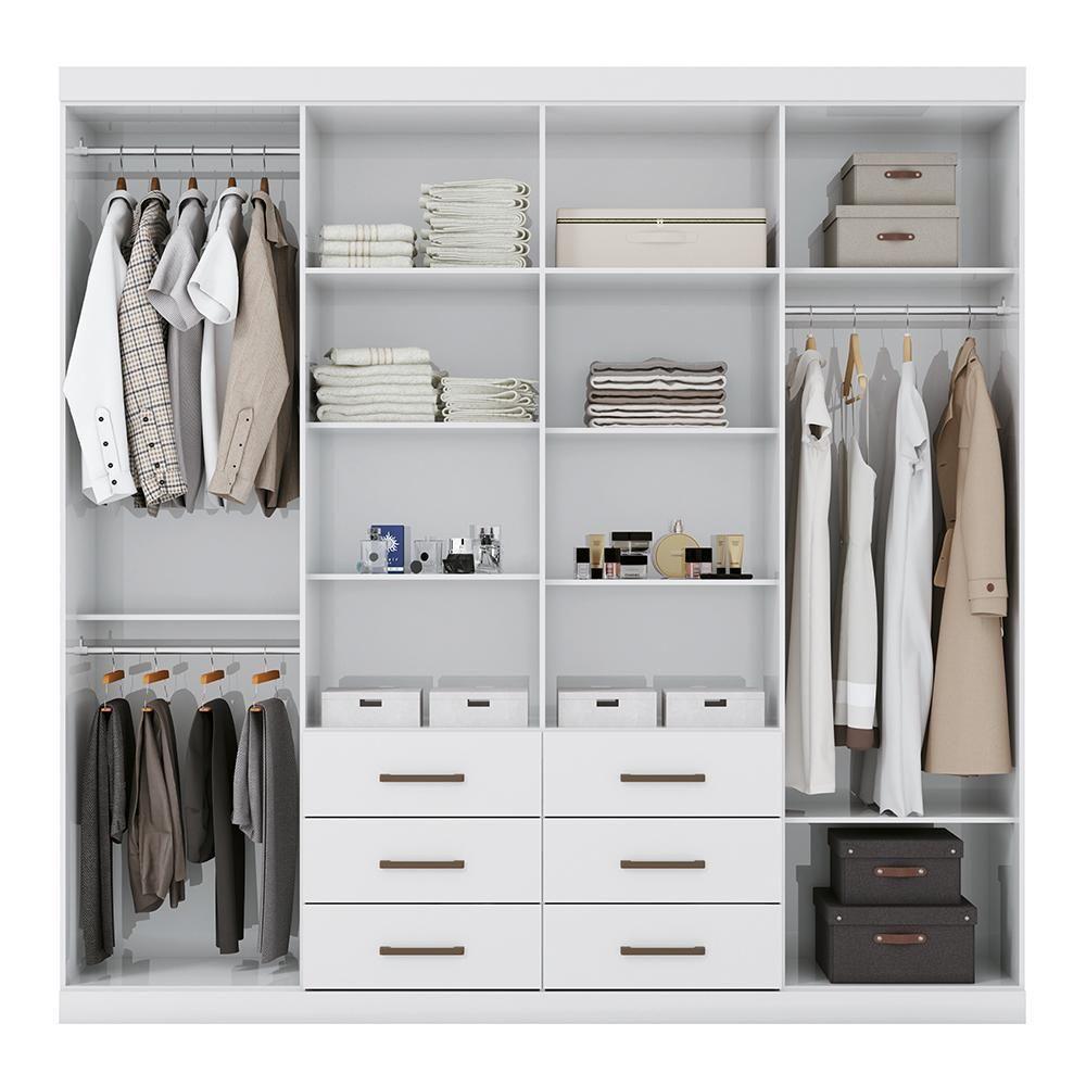 Guarda Roupa Casal Liverpool 8.6 8 Portas 6 Gavetas Branco Com Espelho - Santos Andirá Branco - 3