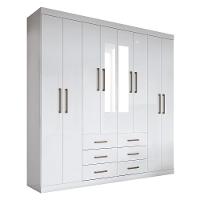 Guarda Roupa Casal Liverpool 8.6 8 Portas 6 Gavetas Branco Com Espelho - Santos Andirá Branco - 1