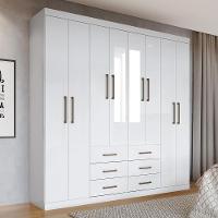 Guarda Roupa Casal Liverpool 8.6 8 Portas 6 Gavetas Branco Com Espelho - Santos Andirá Branco - 2