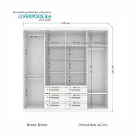 Guarda Roupa Casal Liverpool 8.6 8 Portas 6 Gavetas Branco Com Espelho - Santos Andirá Branco - 4