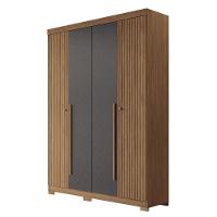 Guarda Roupa Solteiro Buriti Ripado 4 Portas Jatobá-grafite Com Pés - Santos Andirá Jatobá-grafite - 1