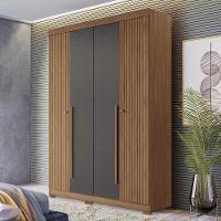 Guarda Roupa Solteiro Buriti Ripado 4 Portas Jatobá-grafite Com Pés - Santos Andirá Jatobá-grafite - 2