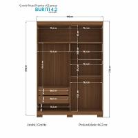 Guarda Roupa Solteiro Buriti Ripado 4 Portas Jatobá-grafite Com Pés - Santos Andirá Jatobá-grafite - 4