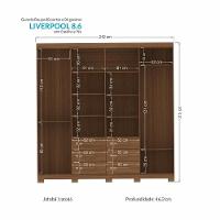 Guarda Roupa Casal Liverpool 8.6 8 Portas 6 Gavetas Jatobá Com Espelho E Pés - Santos Andirá Jatobá - 4