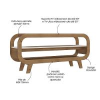 Rack Para Tv Até 60 Polegadas 133,5cm Com Pés Retrô Multimóveis Cr45328 Cinamomo/off White Cinamomo/off White - 3