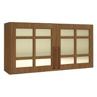 Armário Aéreo Monza 120cm 2 Portas Freijó Com Vidro Reflecta - Indékes Freijó - 1