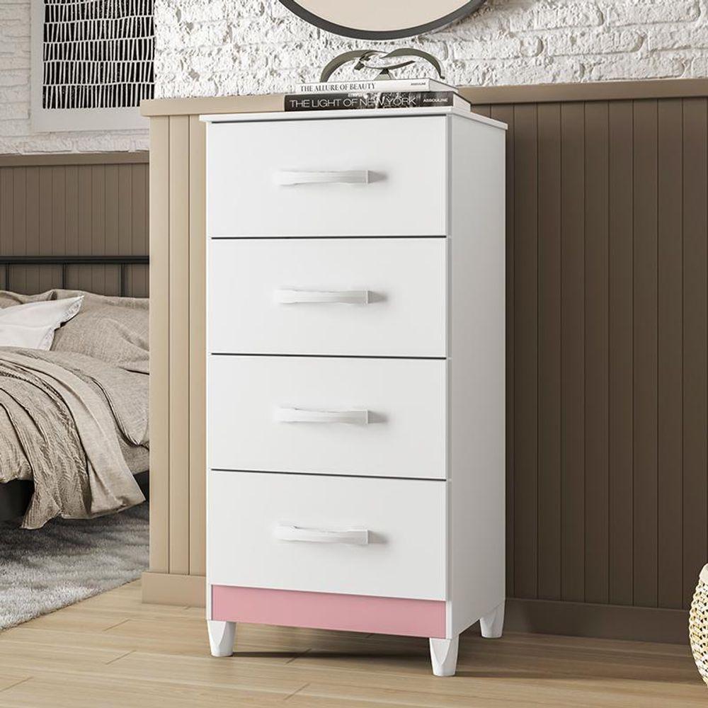 Cômoda Mobi 4 Gavetas Flex Branco-rosa - Móveis Albatroz Branco-rosa - 2