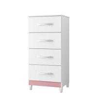 Cômoda Mobi 4 Gavetas Flex Branco-rosa - Móveis Albatroz Branco-rosa - 1