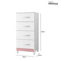 Cômoda Mobi 4 Gavetas Flex Branco-rosa - Móveis Albatroz Branco-rosa - 4