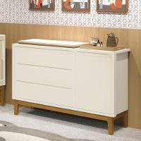 Cômoda Infantil Com Porta E 3 Gavetas Classic Areia Fosco Com Pés Amadeirado - Reller Móveis Areia Fosco - 2