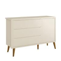 Cômoda Infantil 1 Porta E 3 Gavetas Theo Retrô Areia Fosco Com Pés Amadeirado - Reller Móveis Areia Fosco - 3