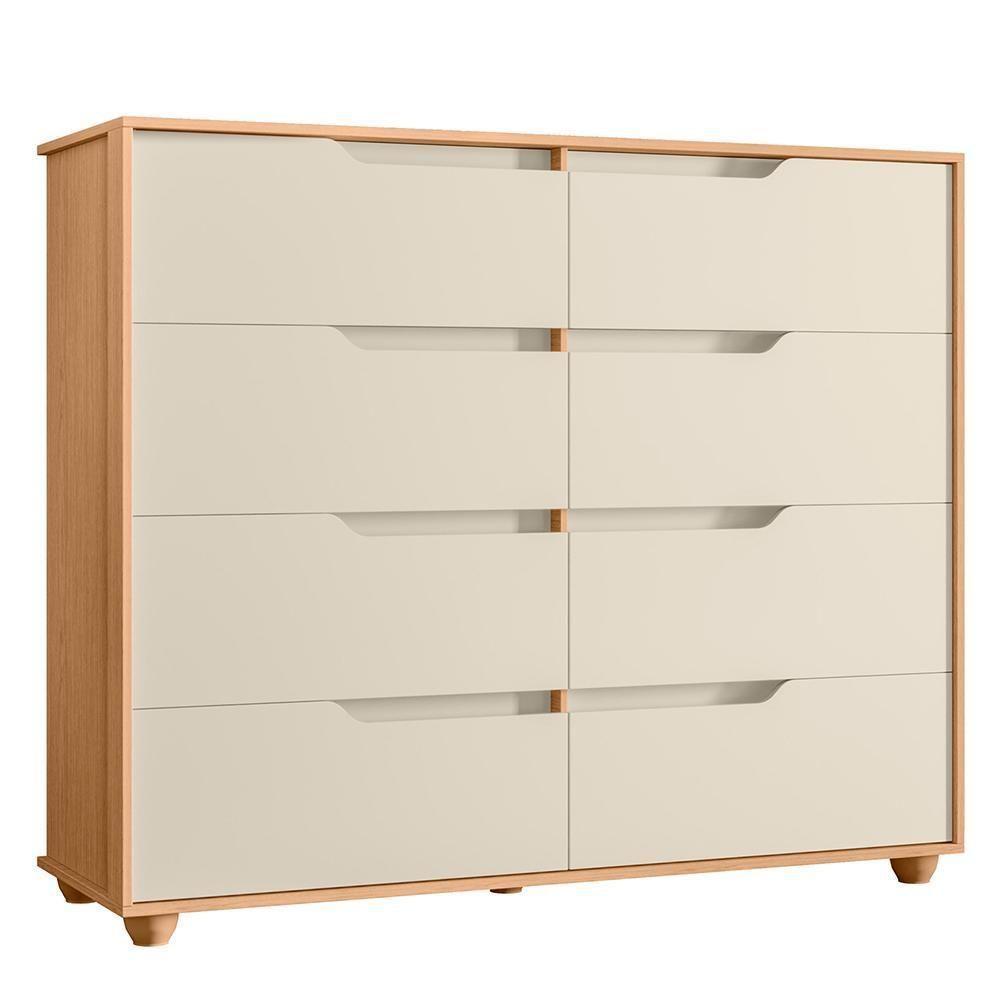 Cômoda Doble 8 Gavetas Off White-freijó - Móveis Albatroz Off White-freijó - 1
