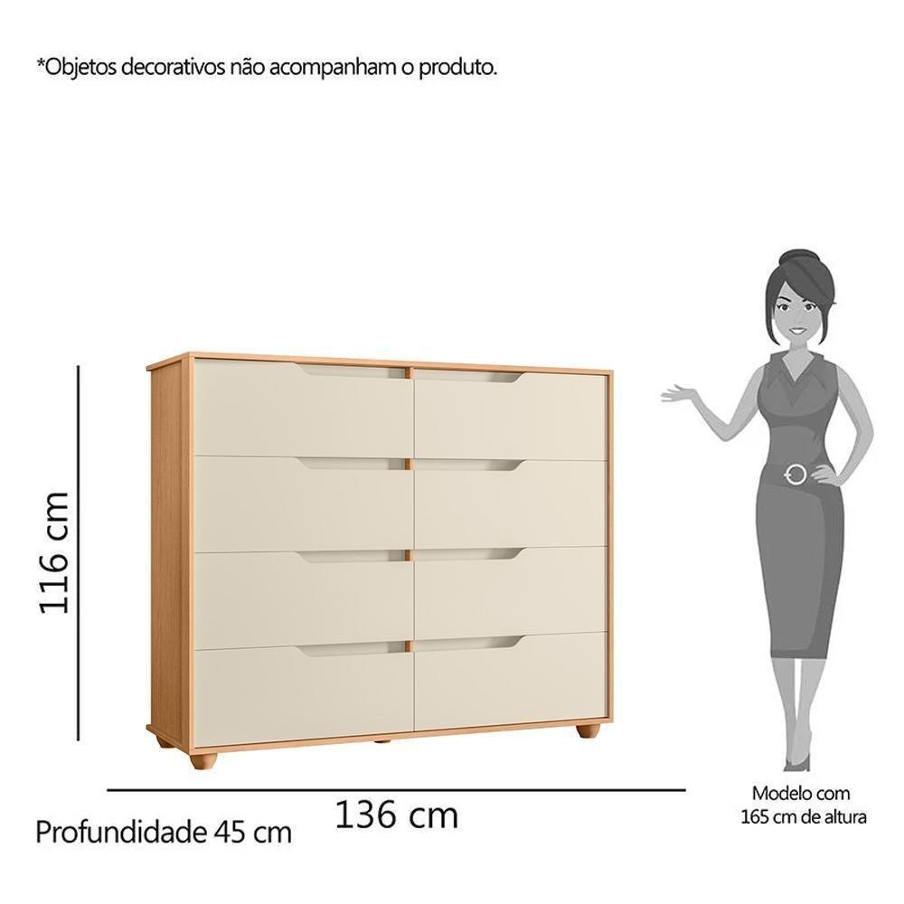 Cômoda Doble 8 Gavetas Off White-freijó - Móveis Albatroz Off White-freijó - 5