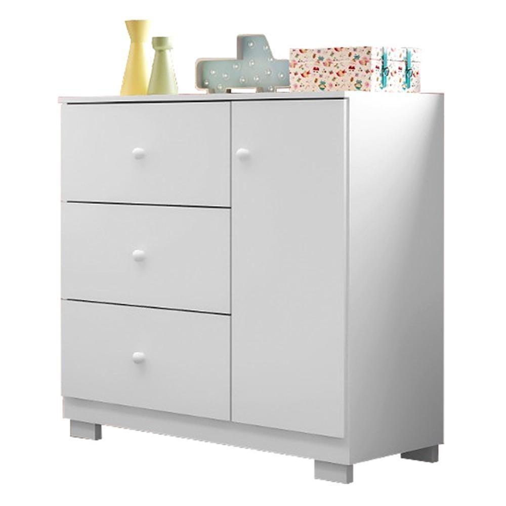 Cômoda Infantil Duda 1 Porta E 3 Gavetas Branco - Phoenix Baby Branco - 1