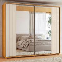 Guarda Roupa Casal Dalí Ripado 2 Portas Deslizantes Cinamomo-off White Com 8 Espelhos - Madetec Cinamomo-off White - 2