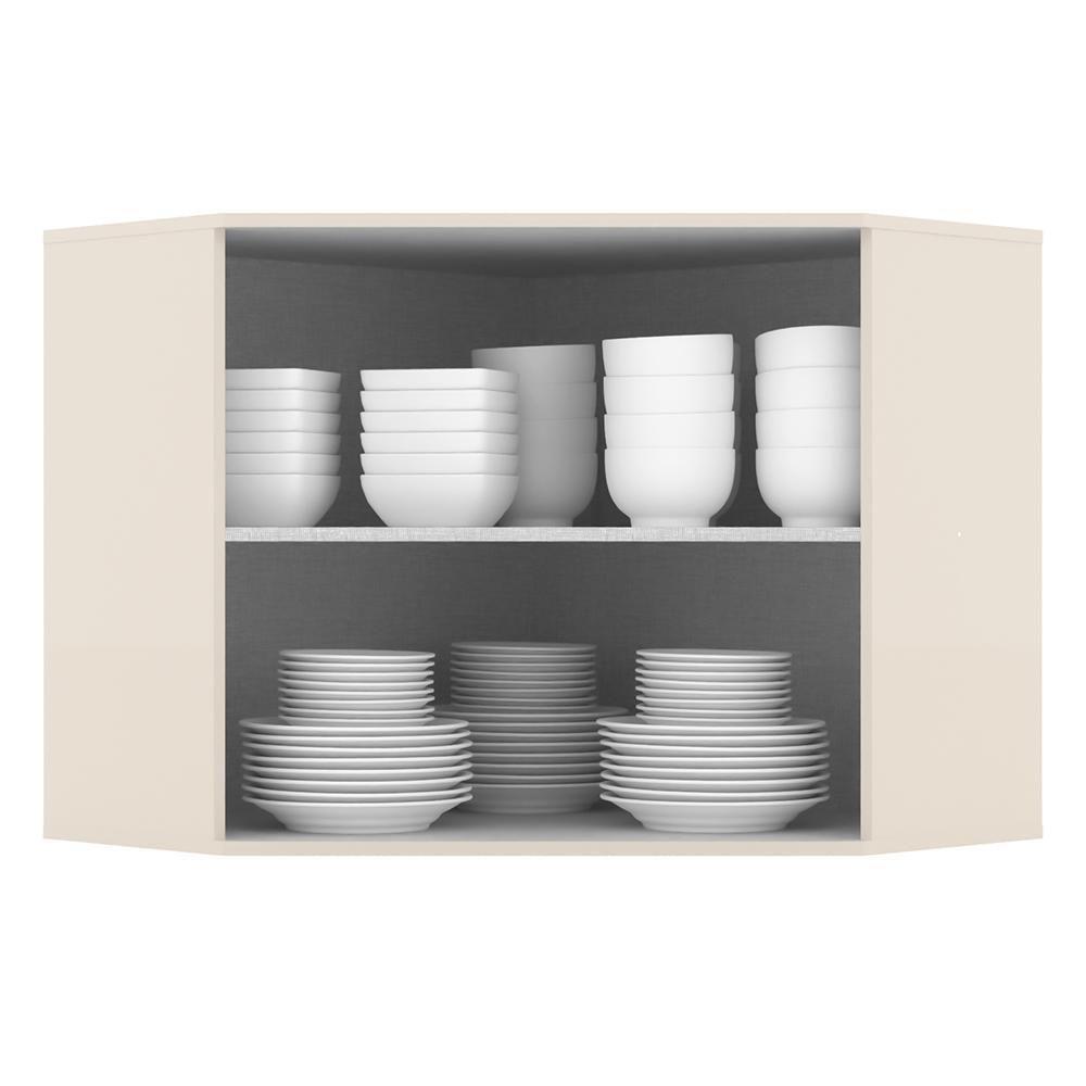 Armário Aéreo Canto Oblíquo 2 Portas Connect Off White - Móveis Henn Off White - 2