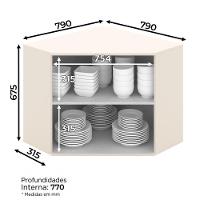 Armário Aéreo Canto Oblíquo 2 Portas Connect Off White - Móveis Henn Off White - 3