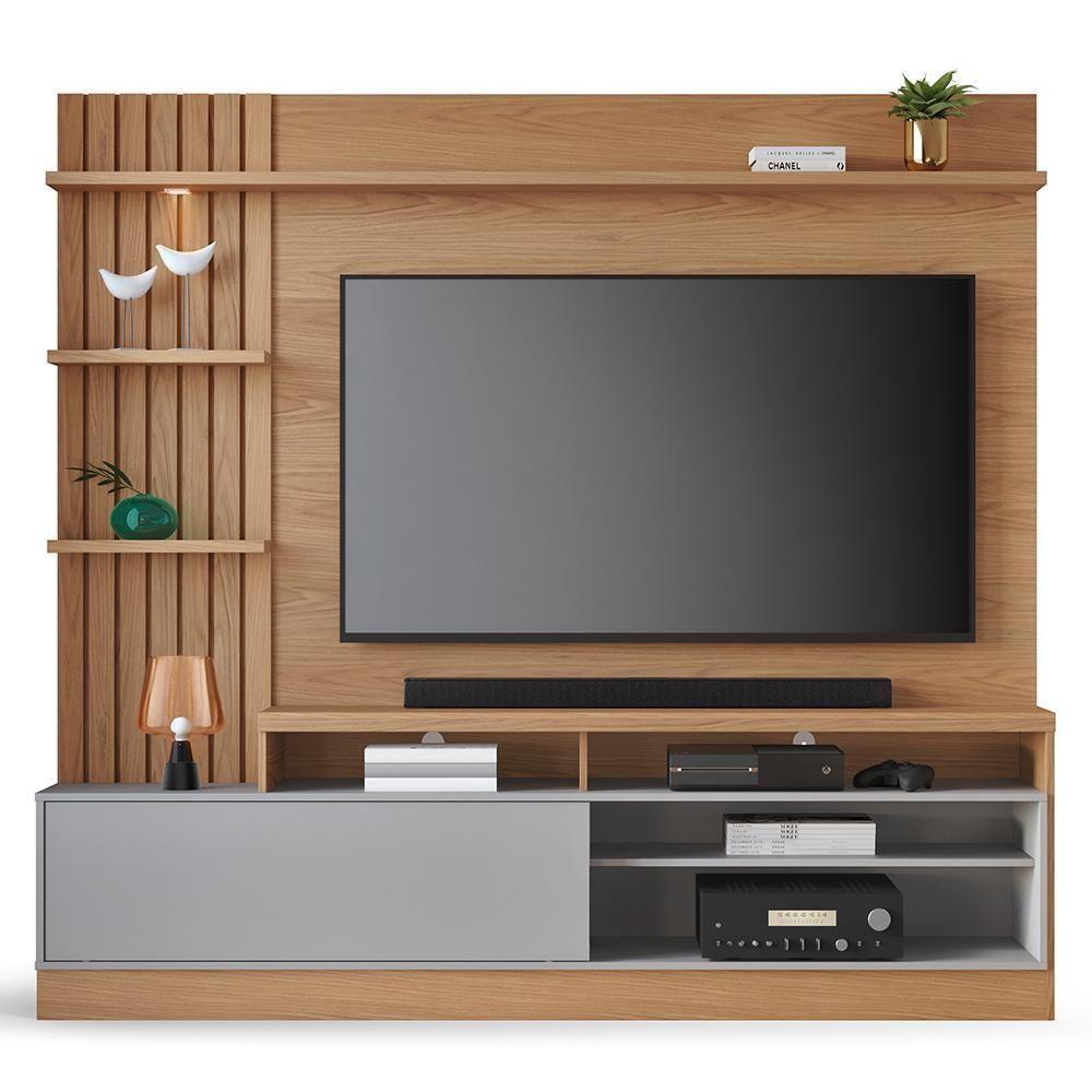 Estante Home Theater Maceió Freijó-cinza Fosco Para Tv Até 65? - Colibri Freijó-cinza Fosco - 1