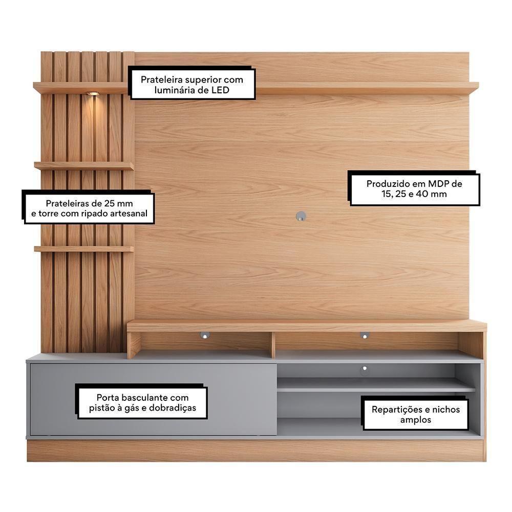 Estante Home Theater Maceió Freijó-cinza Fosco Para Tv Até 65? - Colibri Freijó-cinza Fosco - 5