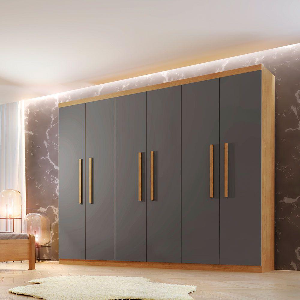 Guarda Roupa Casal Hera 6 Portas Rufato Imbuia Com Grafite - 2