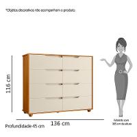 Cômoda Doble 8 Gavetas Off White-cinamomo - Móveis Albatroz Off White-cinamomo - 2