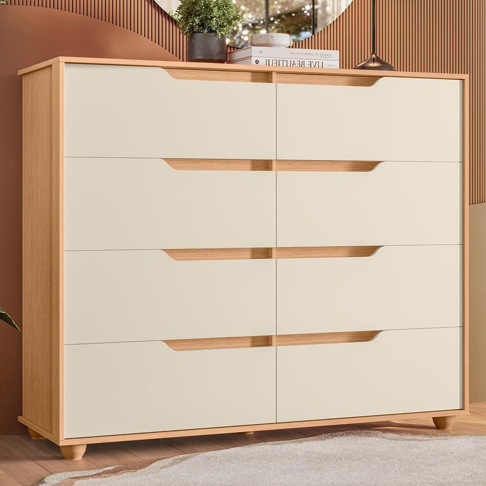 Cômoda Doble 8 Gavetas Freijó-off White - Móveis Albatroz Freijó-off White - 2