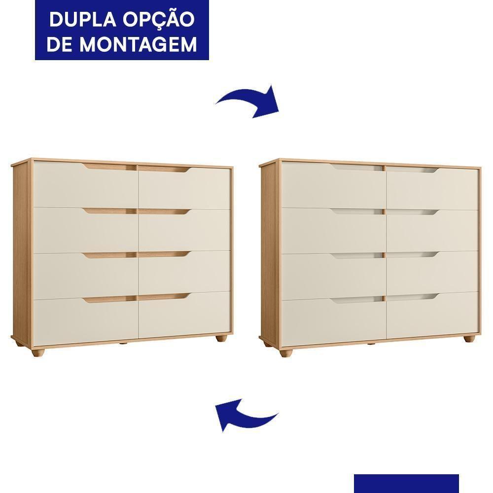 Cômoda Doble 8 Gavetas Freijó-off White - Móveis Albatroz Freijó-off White - 4