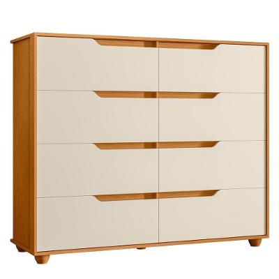 Cômoda Doble 8 Gavetas em MDF com Puxador Cava Off White com Corrediças Telescópicas