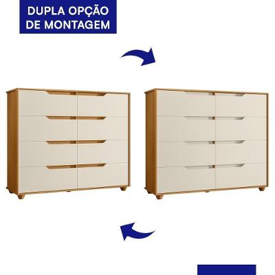 Cômoda Doble 8 Gavetas Cinamomo-off White - Móveis Albatroz Cinamomo-off White