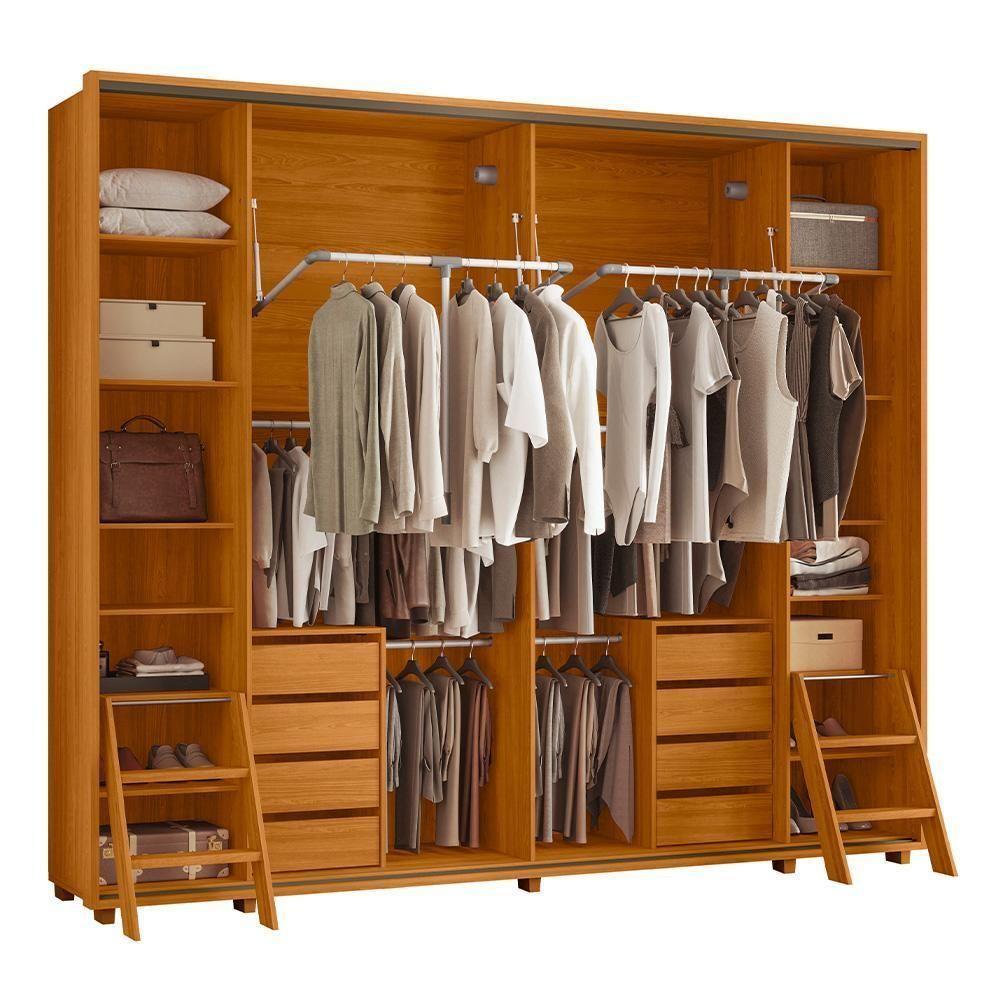 Guarda Roupa Casal Dalí Ripado 2 Portas Deslizantes Cinamomo-off White Com 4 Espelhos - Madetec Cinamomo-off White - 4
