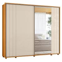 Guarda Roupa Casal Dalí Ripado 2 Portas Deslizantes Cinamomo-off White Com 4 Espelhos - Madetec Cinamomo-off White - 1