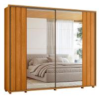 Guarda Roupa Casal Dalí Ripado 2 Portas Deslizantes Cinamomo Com 8 Espelhos - Madetec Cinamomo - 1