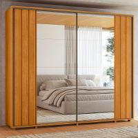 Guarda Roupa Casal Dalí Ripado 2 Portas Deslizantes Cinamomo Com 8 Espelhos - Madetec Cinamomo - 2