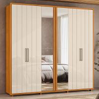 Guarda Roupa Casal Miró Ripado 6 Portas Cinamomo-off White Com Espelho - Madetec Cinamomo-off White - 2