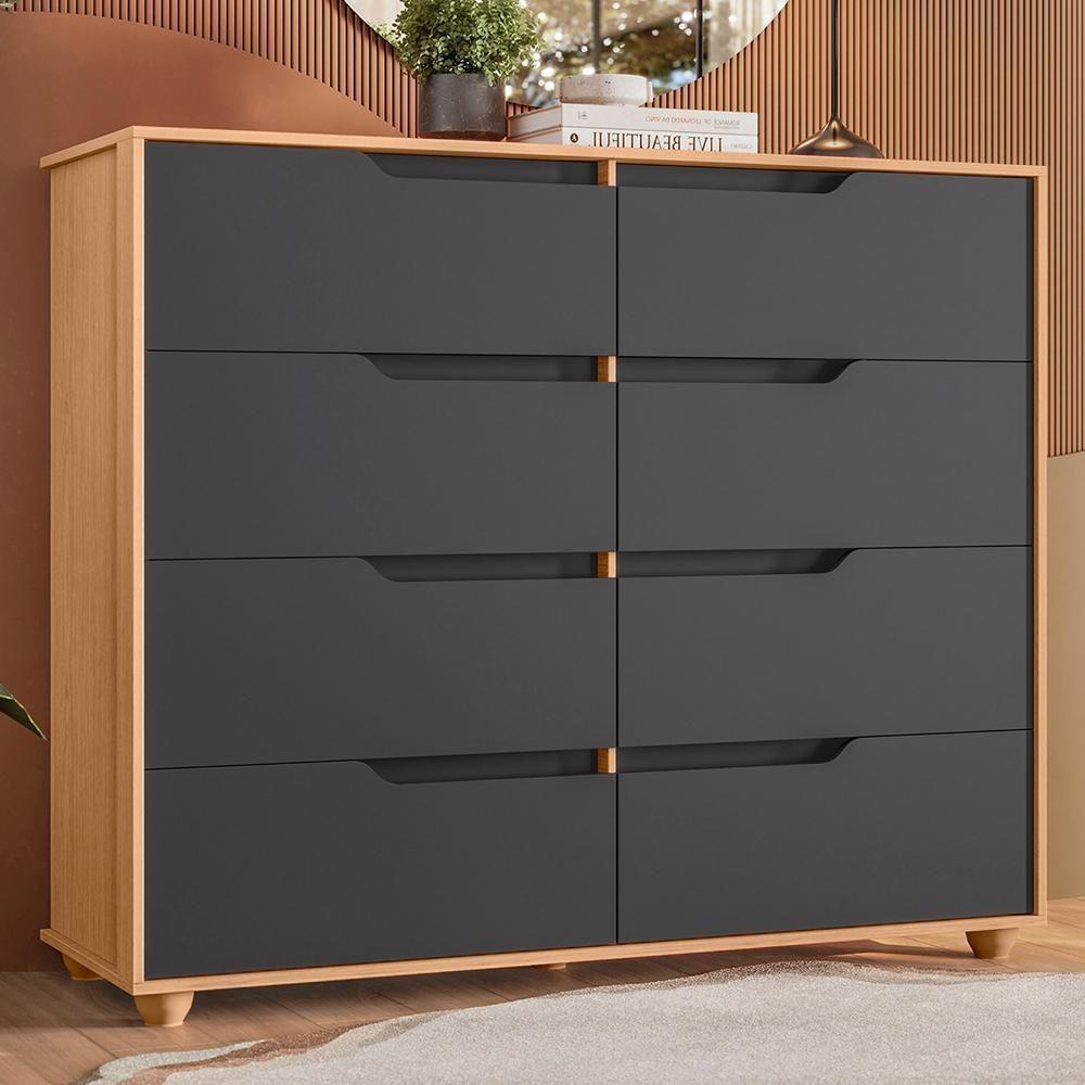 Cômoda Doble 8 Gavetas Titanium-freijó - Móveis Albatroz Titanium-freijó - 2