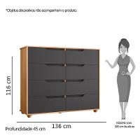 Cômoda Doble 8 Gavetas Titanium-freijó - Móveis Albatroz Titanium-freijó - 5