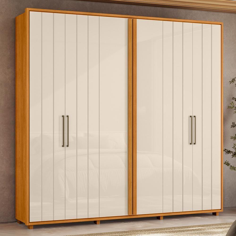 Guarda Roupa Casal Miró Ripado 6 Portas Cinamomo-off White - Madetec Cinamomo-off White - 4