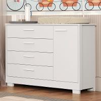 Cômoda Infantil Zaki 1 Porta E 4 Gavetas Branco Fosco - Reller Móveis Branco Fosco - 2