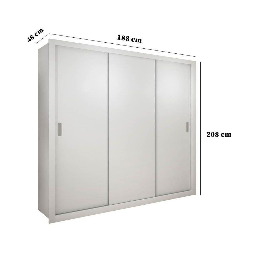 Guarda Roupa Casal Veneza 3 Portas 4 Gavetas Mdf Rufato Branco - 3