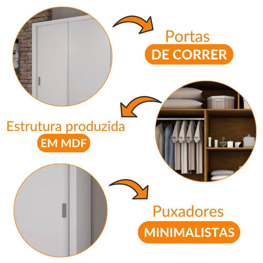 Guarda Roupa Casal Veneza 3 Portas 4 Gavetas Mdf Rufato Branco - 6