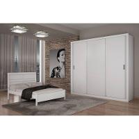 Guarda Roupa Casal Veneza 3 Portas 4 Gavetas Mdf Rufato Branco - 2