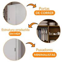 Guarda Roupa Casal Veneza 3 Portas 4 Gavetas Mdf Rufato Branco - 6