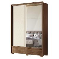 Guarda Roupa Democrata 2 Portas Deslizantes Flex Jatobá-areia Com Espelho E Pés - Santos Andirá Jatobá-areia - 1