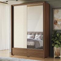 Guarda Roupa Democrata 2 Portas Deslizantes Flex Jatobá-areia Com Espelho E Pés - Santos Andirá Jatobá-areia - 2