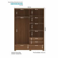 Guarda Roupa Democrata 2 Portas Deslizantes Flex Jatobá-areia Com Espelho E Pés - Santos Andirá Jatobá-areia - 5