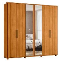 Guarda Roupa Casal Miró Ripado 6 Portas Cinamomo Com Espelho - Madetec Cinamomo - 1