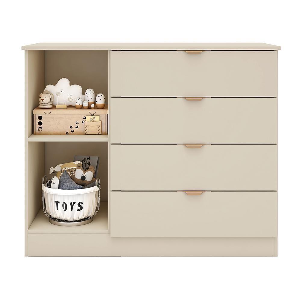 Cômoda Infantil Ayla 1 Porta E 4 Gavetas Off White Acetinado - Phoenix Baby Off White Acetinado - 3
